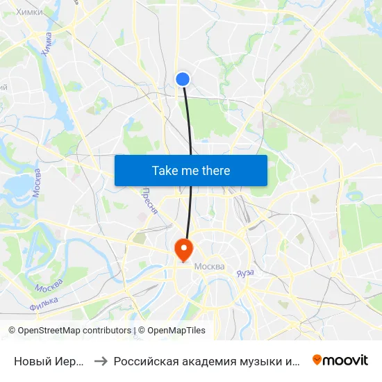 Новый Иерусалим to Российская академия музыки имени Гнесиных map
