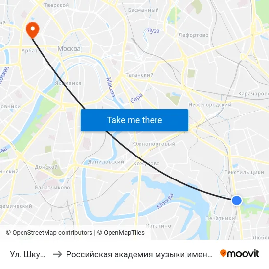 Ул. Шкулева to Российская академия музыки имени Гнесиных map