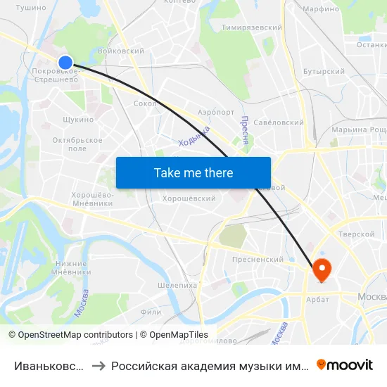 Иваньковское ш. to Российская академия музыки имени Гнесиных map