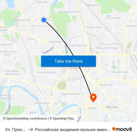 Ул. Приорова to Российская академия музыки имени Гнесиных map
