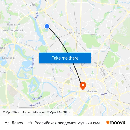 Ул. Лавочкина to Российская академия музыки имени Гнесиных map