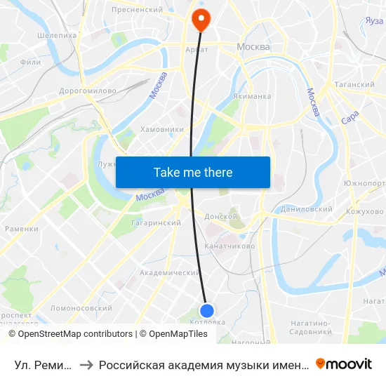 Ул. Ремизова to Российская академия музыки имени Гнесиных map