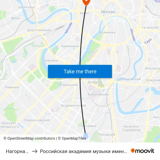 Нагорная ул. to Российская академия музыки имени Гнесиных map