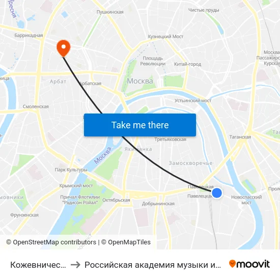 Кожевническая ул. to Российская академия музыки имени Гнесиных map