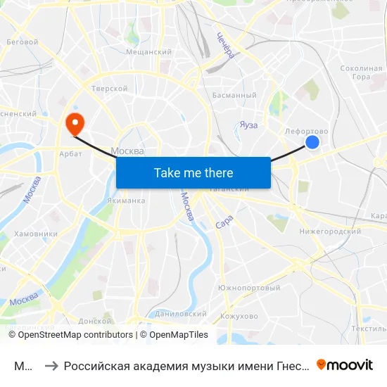 МЭИ to Российская академия музыки имени Гнесиных map