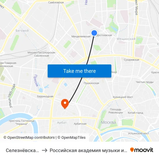Селезнёвская улица to Российская академия музыки имени Гнесиных map