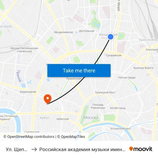 Ул. Щепкина to Российская академия музыки имени Гнесиных map