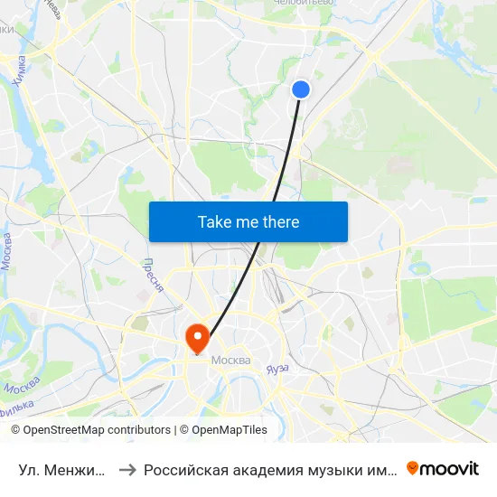 Ул. Менжинского to Российская академия музыки имени Гнесиных map
