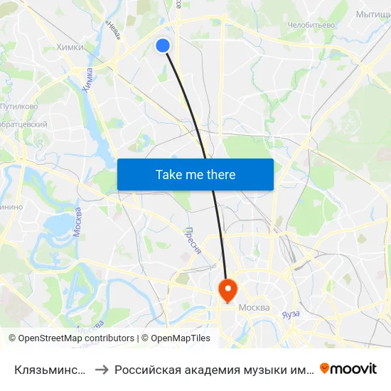 Клязьминская ул. to Российская академия музыки имени Гнесиных map