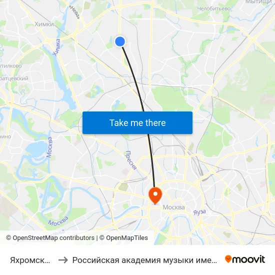 Яхромская ул. to Российская академия музыки имени Гнесиных map