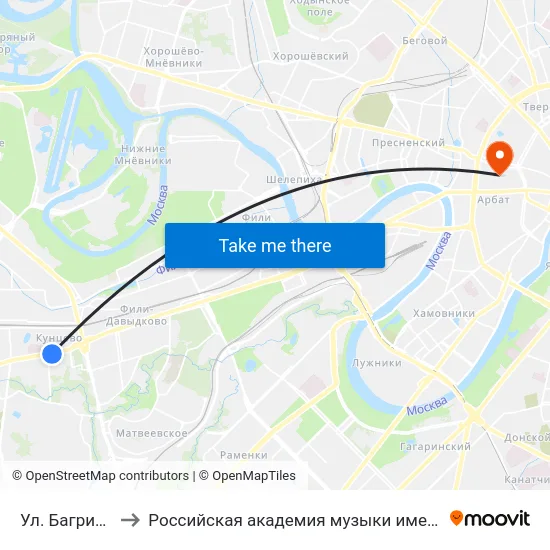 Ул. Багрицкого to Российская академия музыки имени Гнесиных map