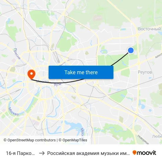 16-я Парковая ул. to Российская академия музыки имени Гнесиных map