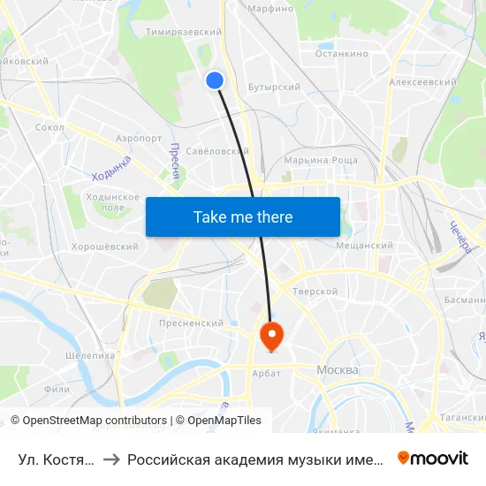 Ул. Костякова to Российская академия музыки имени Гнесиных map