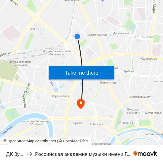 ДК Зуева to Российская академия музыки имени Гнесиных map
