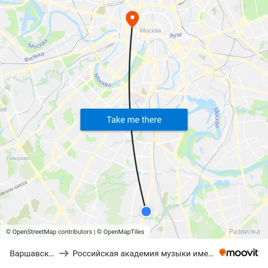 Варшавское ш. to Российская академия музыки имени Гнесиных map