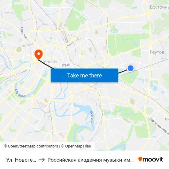 Ул. Новотетерки to Российская академия музыки имени Гнесиных map