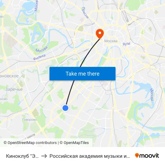 Киноклуб "Эльдар" to Российская академия музыки имени Гнесиных map