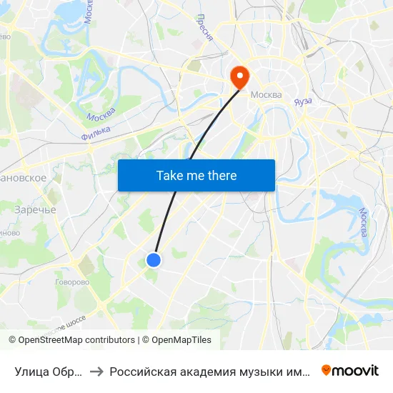 Улица Обручева to Российская академия музыки имени Гнесиных map