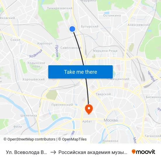 Ул. Всеволода Вишневского to Российская академия музыки имени Гнесиных map