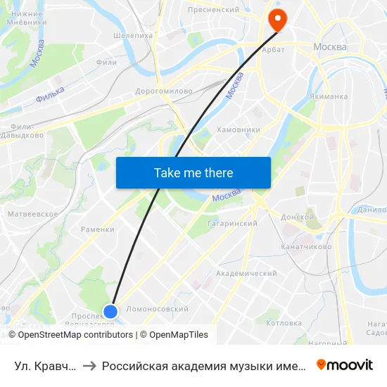 Ул. Кравченко to Российская академия музыки имени Гнесиных map