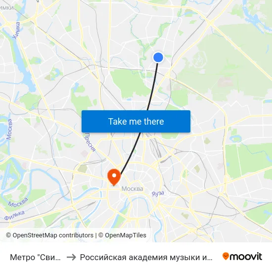 Метро "Свиблово" to Российская академия музыки имени Гнесиных map