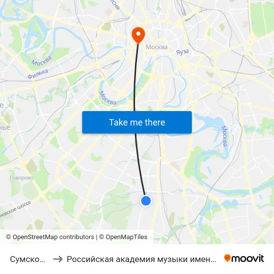 Сумской пр. to Российская академия музыки имени Гнесиных map
