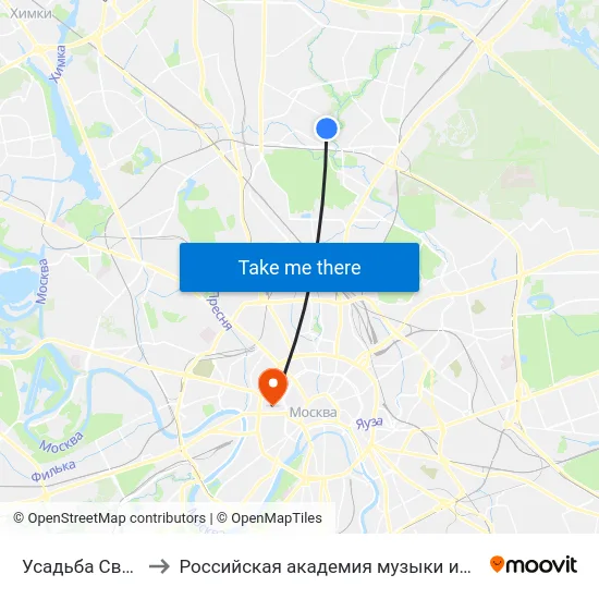 Усадьба Свиблово to Российская академия музыки имени Гнесиных map