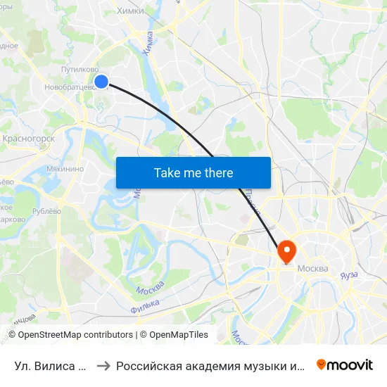 Ул. Вилиса Лациса to Российская академия музыки имени Гнесиных map
