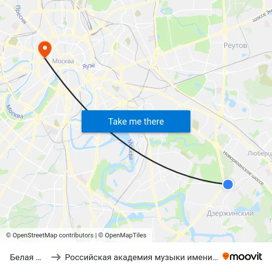 Белая Дача to Российская академия музыки имени Гнесиных map