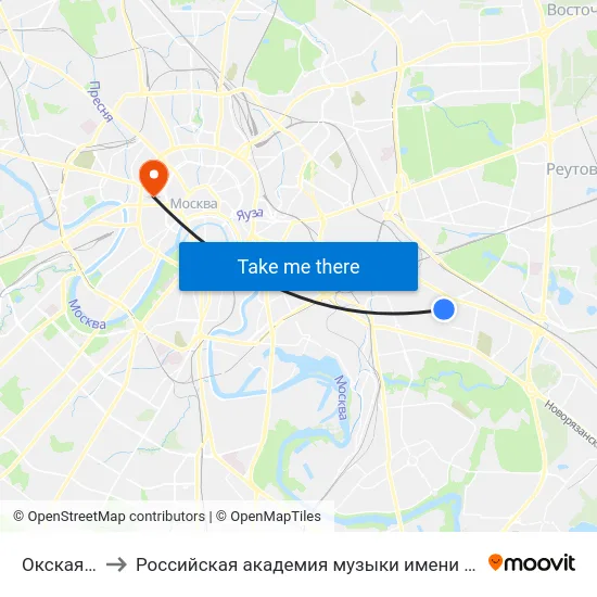 Окская ул. to Российская академия музыки имени Гнесиных map