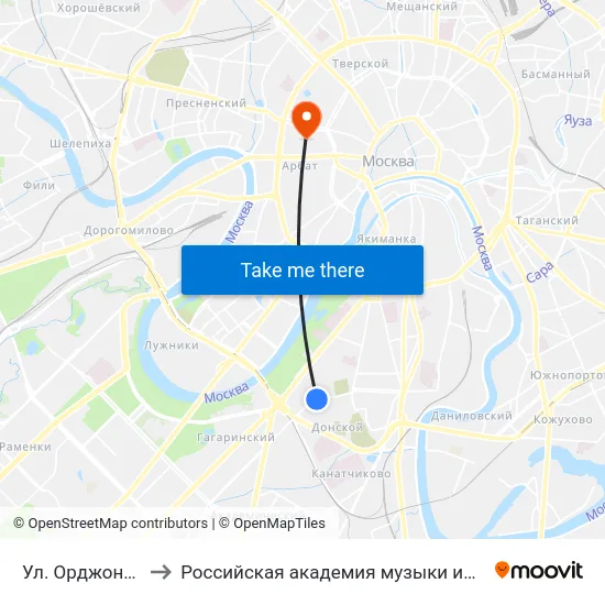 Ул. Орджоникидзе to Российская академия музыки имени Гнесиных map