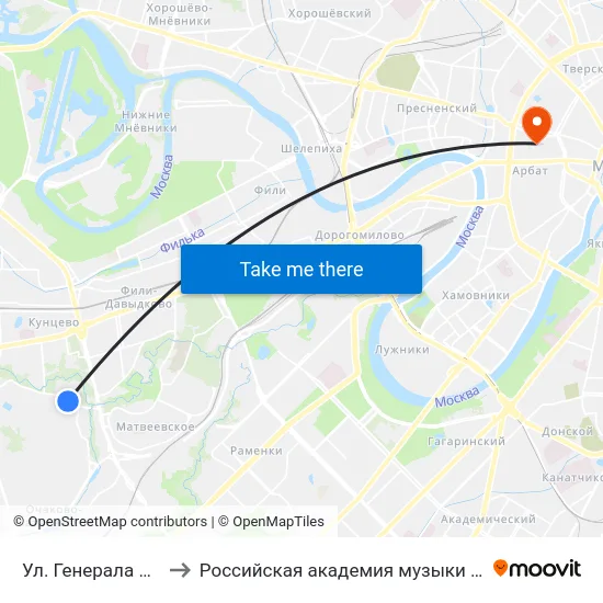 Ул. Генерала Дорохова to Российская академия музыки имени Гнесиных map