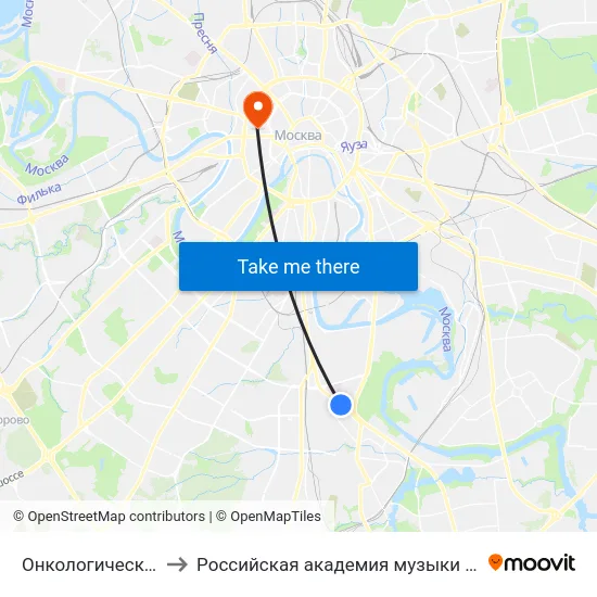 Онкологический центр to Российская академия музыки имени Гнесиных map