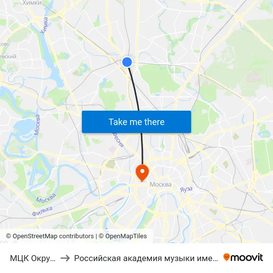 МЦК Окружная to Российская академия музыки имени Гнесиных map