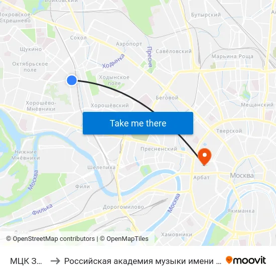 МЦК Зорге to Российская академия музыки имени Гнесиных map