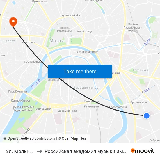 Ул. Мельникова to Российская академия музыки имени Гнесиных map