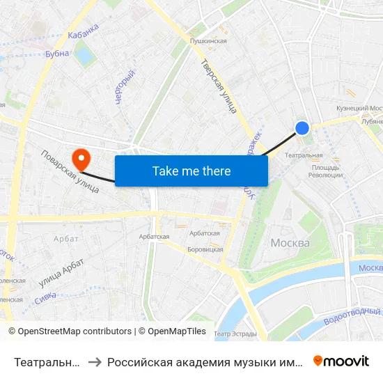 Театральная пл. to Российская академия музыки имени Гнесиных map