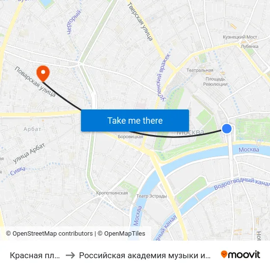 Красная площадь to Российская академия музыки имени Гнесиных map