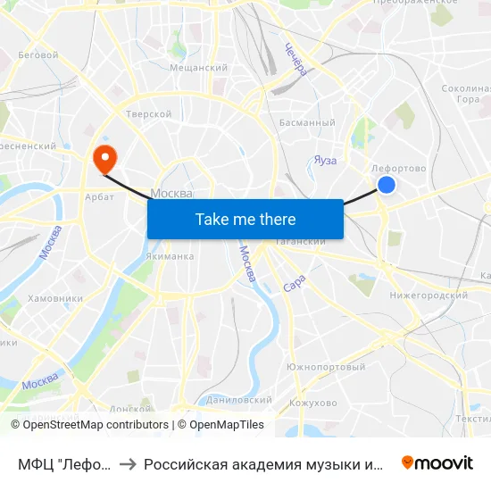 МФЦ "Лефортово" to Российская академия музыки имени Гнесиных map