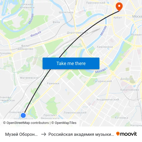 Музей Обороны Москвы to Российская академия музыки имени Гнесиных map