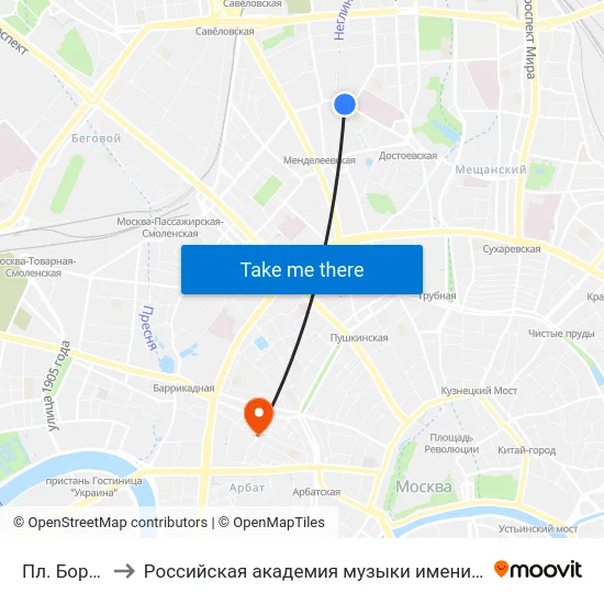 Пл. Борьбы to Российская академия музыки имени Гнесиных map
