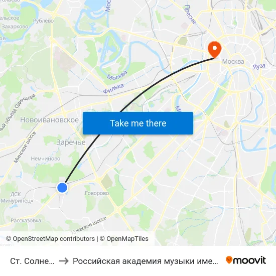 Ст. Солнечная to Российская академия музыки имени Гнесиных map