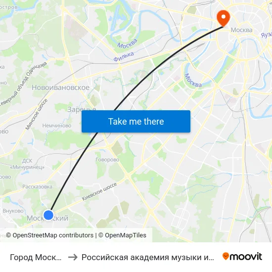 Город Московский to Российская академия музыки имени Гнесиных map