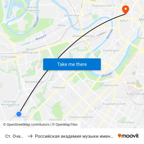 Ст. Очаково to Российская академия музыки имени Гнесиных map