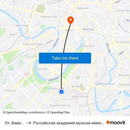 Ул. Вавилова to Российская академия музыки имени Гнесиных map