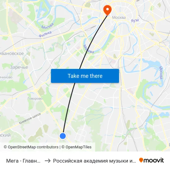 Мега - Главный вход to Российская академия музыки имени Гнесиных map