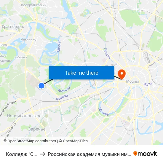 Колледж "Спарта" to Российская академия музыки имени Гнесиных map