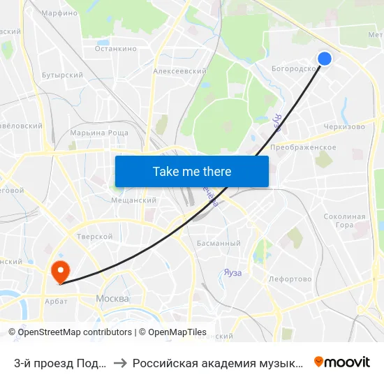3-й проезд Подбельского to Российская академия музыки имени Гнесиных map