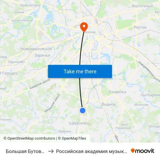 Большая Бутовская улица to Российская академия музыки имени Гнесиных map