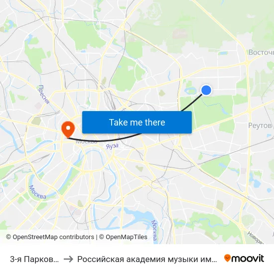 3-я Парковая ул. to Российская академия музыки имени Гнесиных map
